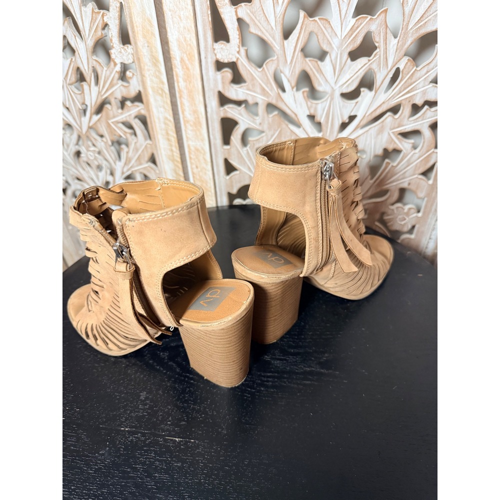 DV Dolce Vita Tan Faux Suede Woven Cage Block Heel Sandals Open Toe Booties 7.5 - Picture 10 of 10
